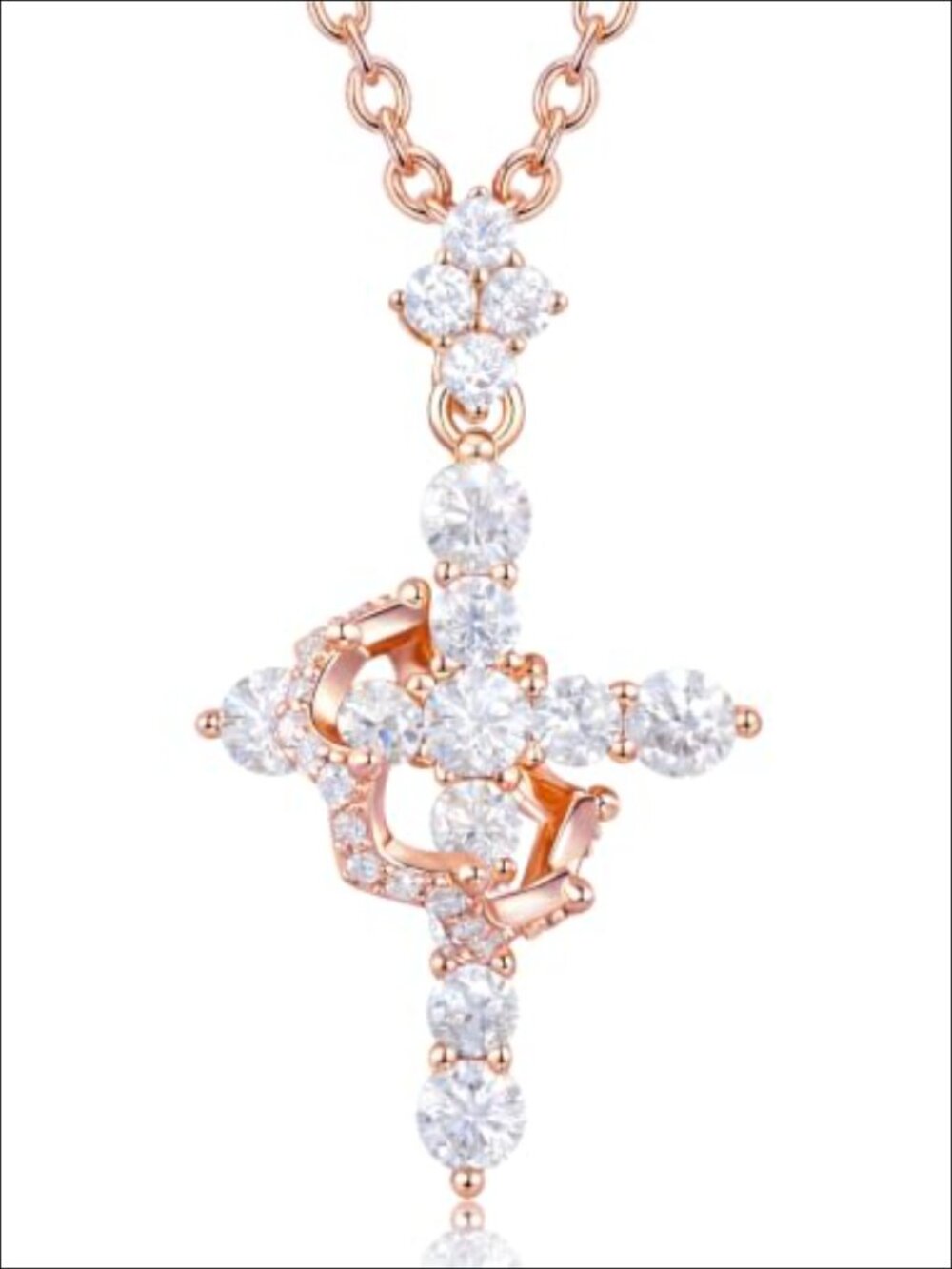 D Color VVS1 Moissanite Cross Crown Necklace 14K Gold Vermeil 925 Sterling
